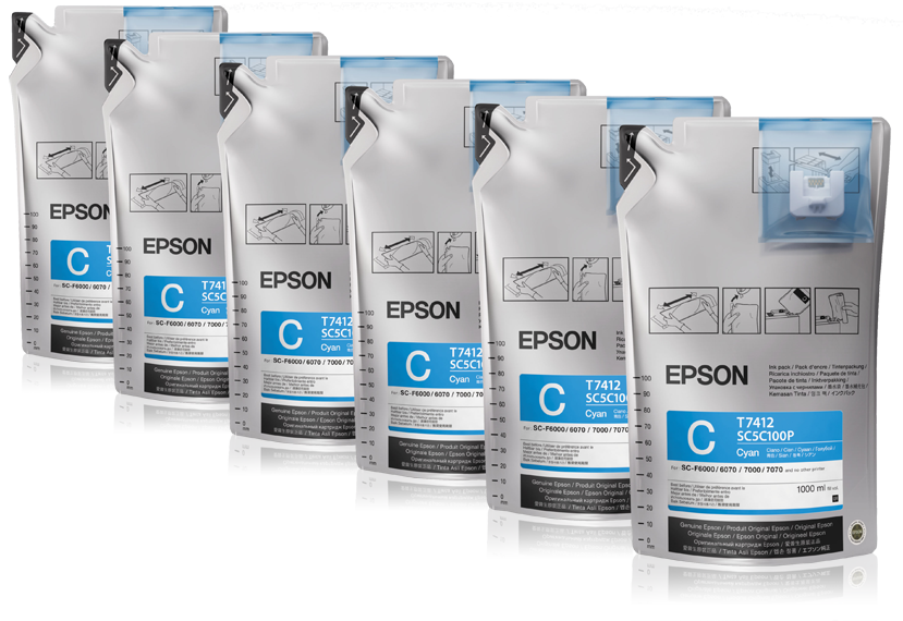 Epson UltraChrome DS Cyan T741200 (1Lx6packs) single pack / cyaan