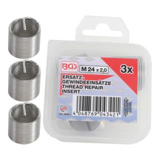 BGS Vervangingsdraad Inzetstukken M24 x 2,0 mm - 3 delig