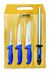 F. DICK Messenset ErgoGrip 4-delig (uitbeenmes 13 cm "smal", steekmes 18 cm, blokmes, 21 cm, aanzetstaal FineCut, HRC 56°) 82555000, blauw