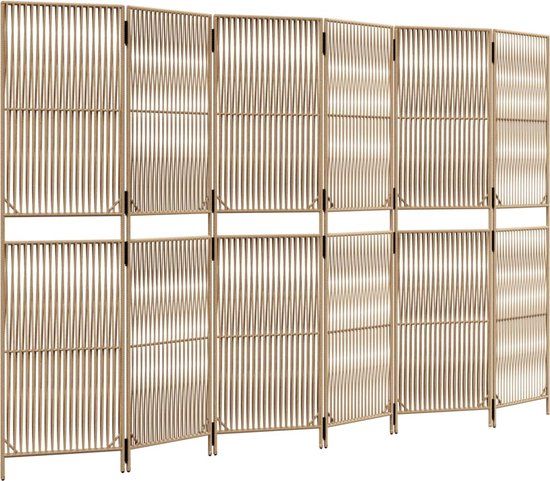 vidaXL Kamerscherm 6 panelen poly rattan beige