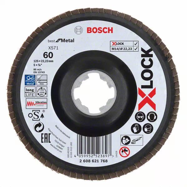 Bosch X571 Best for Metal Grinding Disc - 125mm - Steel - 60 Grit - 1pc