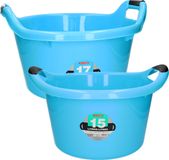 Forte Plastics Afwasbak teil - set van 2 formaten - 15 en 17 liter - blauw - kunststof