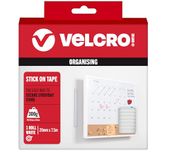VELCRO Merk | Plakband | Op lengte gesneden sterke haak & lus zelfklevende plakband perfect voor kamerinrichting en thuis, kantoor, garagegebruik | Wit | 20 mm x 7,5 m