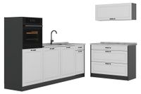 Vicco Complete keukeneenheid "R-Line", Wit landelijk/Antraciet 220 cm