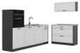 Vicco Complete keukeneenheid "R-Line", Wit landelijk/Antraciet 220 cm
