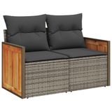 vidaXL 9-delige Loungeset met kussens, polyrattan, grijs
