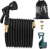 Tuyau d'arrosage flexible sans marque - Noir - 30 m