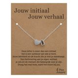 Pax Amare Letter D ketting op Cadeau Kaartje - 45cm Zilverkleurig Stainless Steel