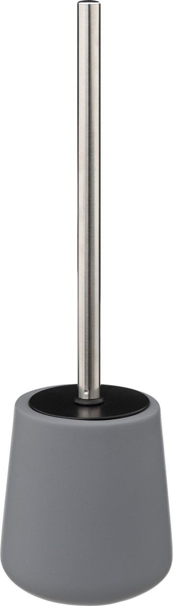5five WC- / toiletborstel met houder - zandsteen - grijs - rond - 39 cm