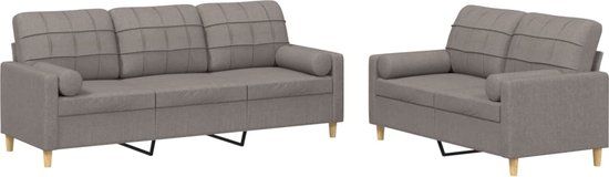 vidaXL 2-delige Loungeset met kussens stof taupe