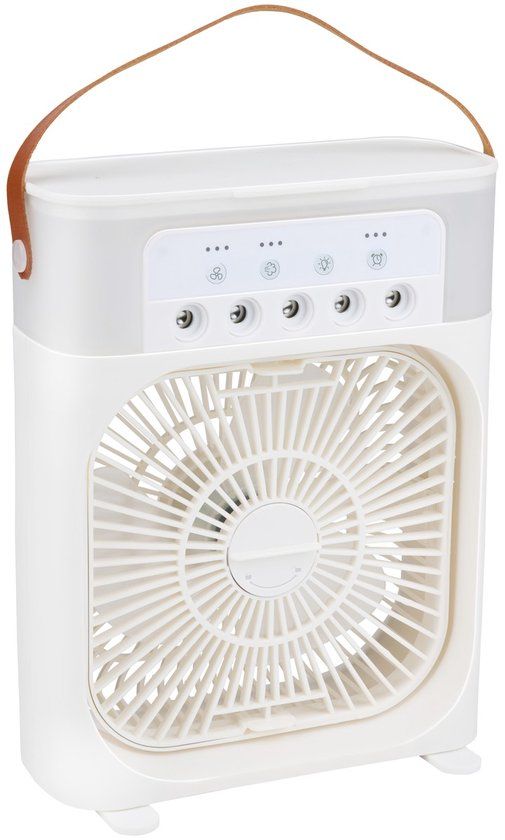Lifetime Air Tafelventilator met Vernevelstand - Draagbare Bureau Ventilator met Water - USB-C Aansluiting - RBG LED Verlichting - Kantelbaar - Wit