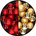 Decoris Kleine kerstballen - 32x st - goud en rood - D4 cm - plastic - kerstversiering