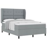 vidaXL Boxspringbed met hoofdeinde, lichtgrijs, 140 x 190 cm, stof