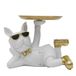 HOME DECO FACTORY, HD0155, statue bouledogue blanc avec poche vide en résine, design moderne et élégant, objet fonctionnel pour clés et accessoires, couleur blanc et or, taille unique