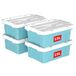 Cetomo 15L x 4 opbergdozen, plastic opbergdoos met deksels, organiserende container met handvat en veilige vergrendelende gespen, stapelbaar, nestbaar, draagtas voor thuiskantoor kleding, 15L-4Pack