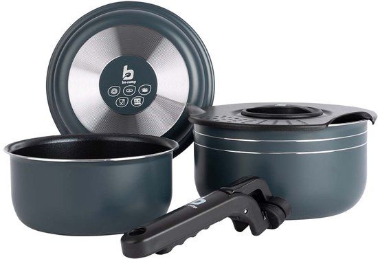 Bo-Camp Trekking Pannenset - 5-Delig - Aluminium - Antraciet
