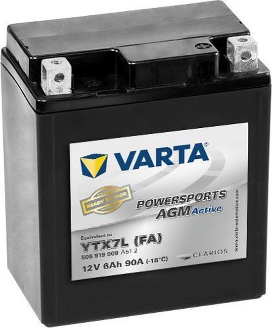 Varta MC 506919009 Factory Activated AGM YTX7L-4 Motor Accu (YTX7L-BS) 6Ah - 12V