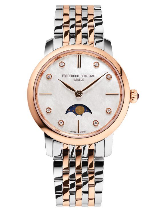 Frédérique Constant Slimline Moonphase FC-206MPWD1S2B Women's Watch - 30mm - Steel - Silver Dial