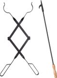 2 Fire Hooks 2 x Fire Hooks, Fire Tongs, Fireplace Tools, Home Fireplace, Fire Making Tool Outdoors (2 x Hooks + Tongs)