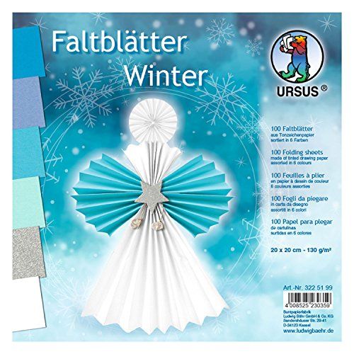 Ursus Vouwbladen winter - 100 vellen tekenpapier 130 g/m² - 20 x 20 cm
