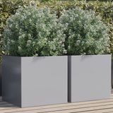 vidaXL Plantenbakken - 2 stuks - 49x47x46 cm - Gegalvaniseerd staal - Zilverkleur