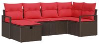 vidaXL Tuinbank Set 6-delig Bruin Polyrotan