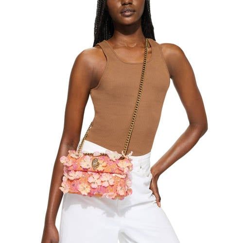 Kurt Geiger Mini Kensington crossbody tas met bloemen oranje/roze