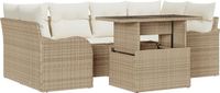 vidaXL Tuinbank Set met kussen 7-delig Beige Polywood
