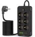 Tech-Protect Stekkerdoos met 6 Stopcontacten, 3 USB-A en 3 USB-C, Aan/Uit Schakelaar, 2m Snoer, Zwart