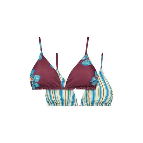HARPER & YVE Nova donkerrood/turquoise reversible voorgevormde triangel bikinitop