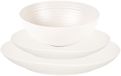 Plasticforte camping borden set - creme wit - kunststof - 3 soorten - 12x stuks - onbreekbaar servies