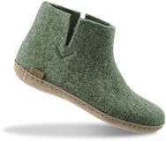 Glerups Hoge Wollen Sloffen Leren Zool Mos Groen