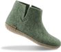 Glerups Hoge Wollen Sloffen Leren Zool Mos Groen