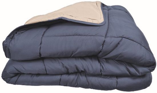 Wasbaar dekbed met vaste hoes - 140x200 - Petrol blauw / Mastiek beige