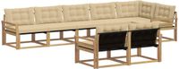 vidaXL Hoek loungeset 8-delig Wit en Beige Acacia Hout