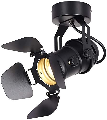 Comely Loft spotspot vintage plafondspot LED plafondlamp E27 industriële spotlight plafondlamp zwart, verstelbare hoek naar boven en beneden