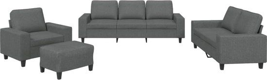 vidaXL 4-delige Loungeset stof donkergrijs