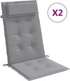 vidaXL Stoelkussens 2 st hoge rug oxford stof grijs
