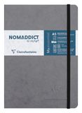 Clairefontaine 793425C Nomaddict (ex Age Bag) Genaaid Notitieboek Elastiek My.Essential Grijs - A5 14,8x21 cm - 192 Pagina's Genummerd Kleine Ruitjes - Ivoorkleurig Papier 90 g - Omslag Karton