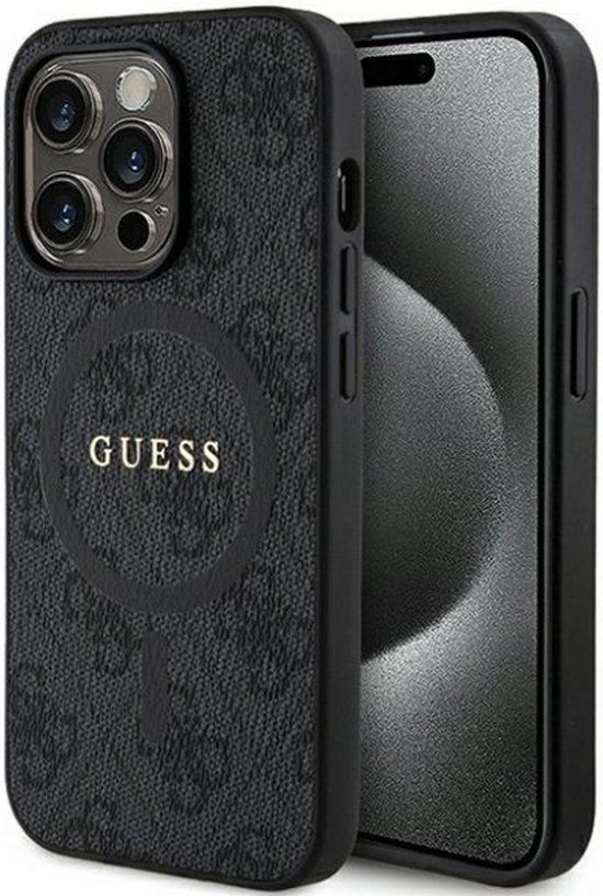 Guess 4G Colored Ring Back Case (MagSafe) - iPhone 14 Pro - Black