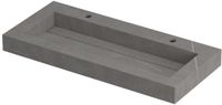Merkloos INK Pitch Wastafel Keramische Slab Centraal met Drain en Front en Side Skirts 2 Kraangaten - 1000x450x90 mm - Armani Grey Mat