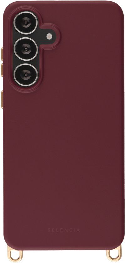 Selencia Hoesje - Geschikt voor Samsung Galaxy S25 FE - Rivièra geschikt voor MagSafe Backcover met afneembare haakjes - Bold Burgundy