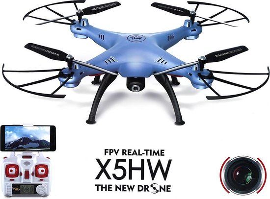 SYMA X5HW FPV Camera Drone - Blue - 16 Batteries Included