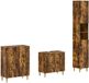 vidaXL - 3-delige badkamerkast set - DELFT - Gerookt eiken - Bewerkt hout