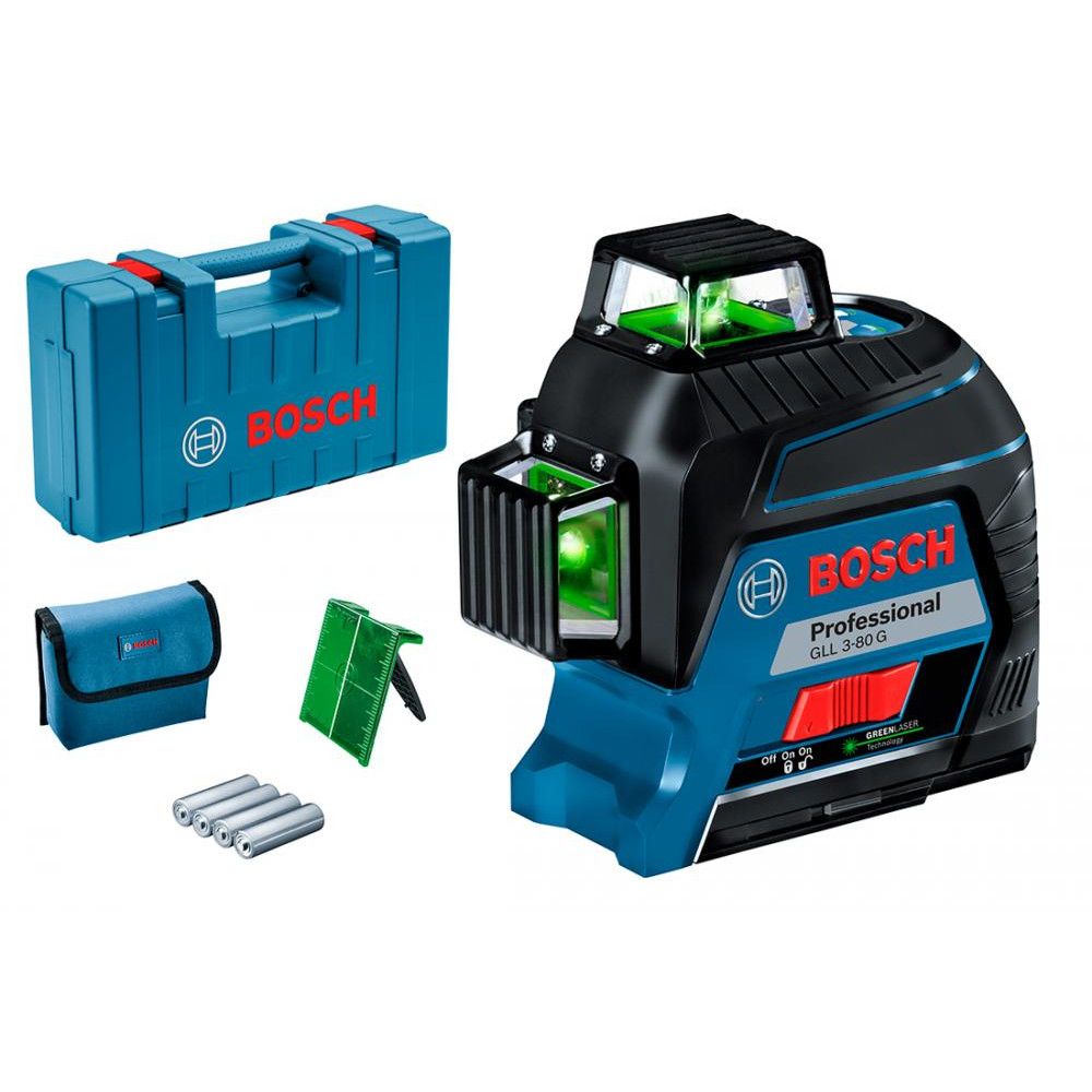 Bosch GLL 3-80 G Lijnlaser - Groen - 30 m - 120 m - Incl. Batterijen