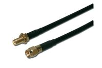 ASSMANN coaxiale draadloze LAN-antenne-verlengkabel, RP SMA-stekker op RP SMA-aansluiting, lengte 2 m, laag loss, zwart