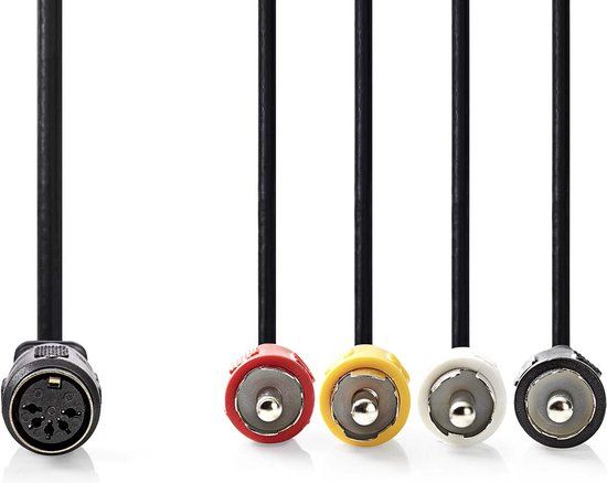 Nedis CAGL20475BK02 audiokabel 0,2 m DIN (5-pin) naar 4 x RCA Zwart