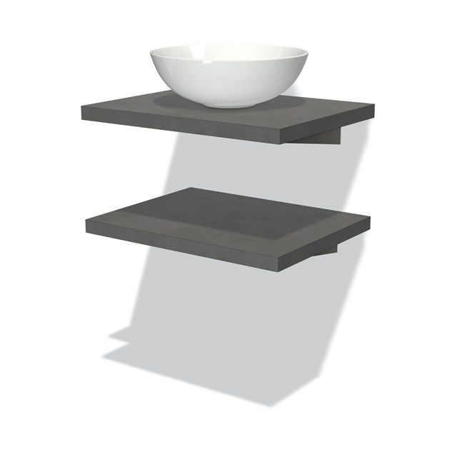Maxaro Badkamermeubel Modulo Plato 60 cm Donkergrijs Beton 2 Wastafelbladen