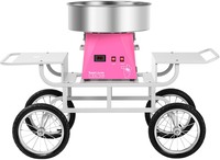 Royal Catering Suikerspinmachine set met onderwagen - 52 cm - roze/wit
