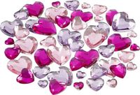Merkloos Hobby plak diamantjes mix - roze - 252x - hartjes - diverse formaten - DIY strass steentjes